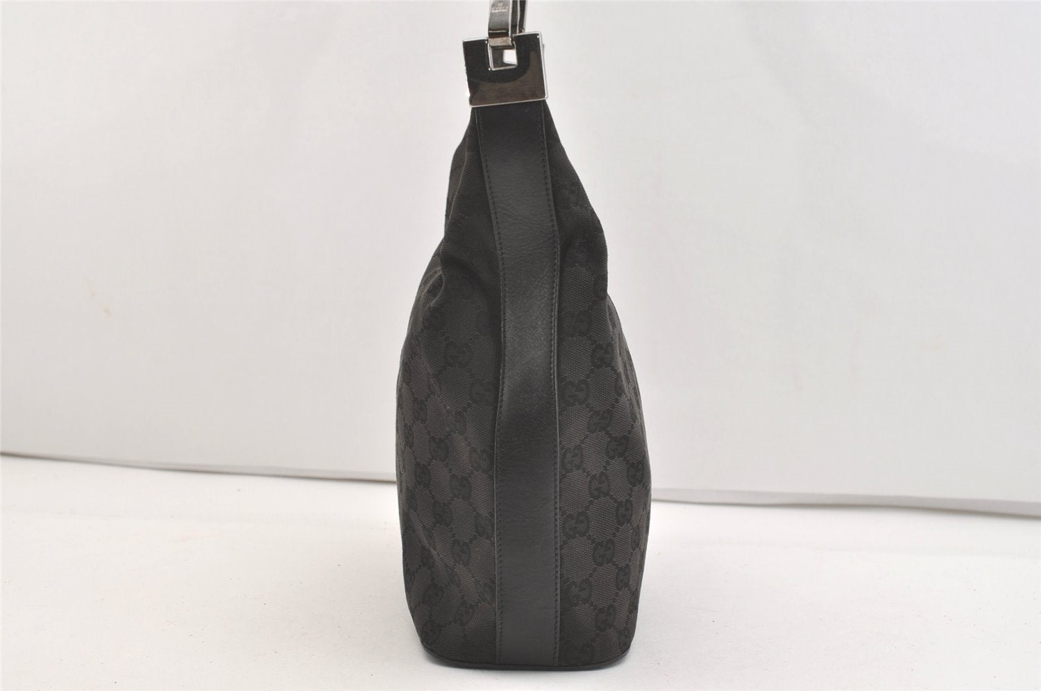 Authentic GUCCI Shoulder Hand Bag Purse GG Canvas Leather 01234 Black 3670J