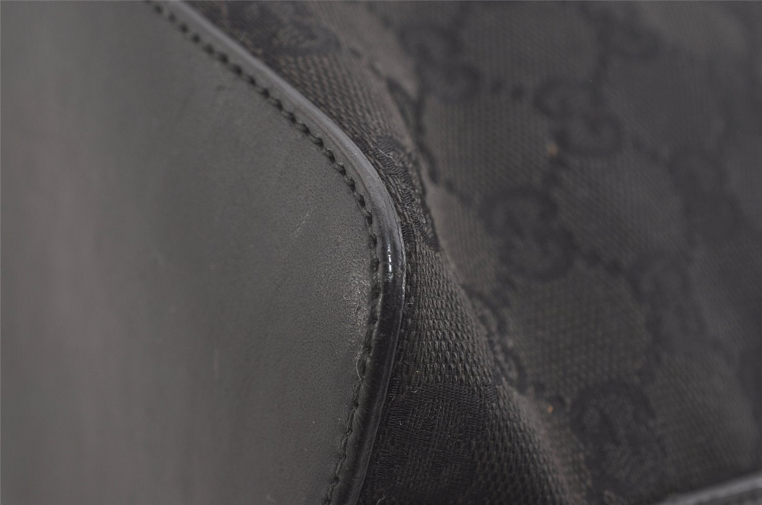 Authentic GUCCI Shoulder Hand Bag Purse GG Canvas Leather 01234 Black 3670J