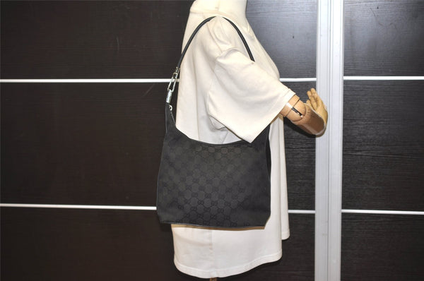 Authentic GUCCI Shoulder Hand Bag Purse GG Canvas Leather 01234 Black 3670J