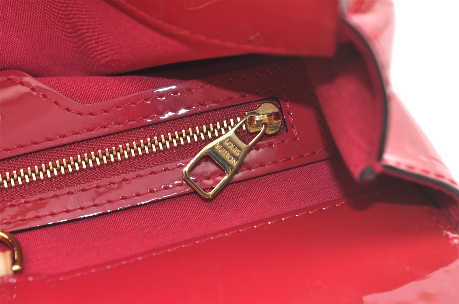 Authentic Louis Vuitton Vernis Catalina BB Hand Bag Red Pink M90016 LV 3672K