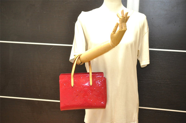 Authentic Louis Vuitton Vernis Catalina BB Hand Bag Red Pink M90016 LV 3672K