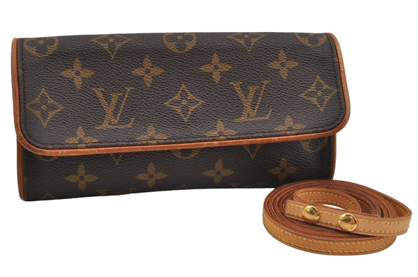 Authentic Louis Vuitton Monogram Pochette Twin PM Shoulder Bag M51854 LV 3673J