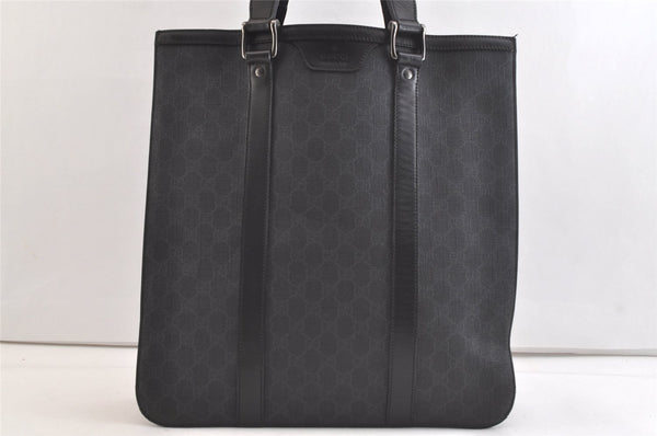 Authentic GUCCI Vintage Tote Hand Bag GG PVC Leather 322072 Black 3674K
