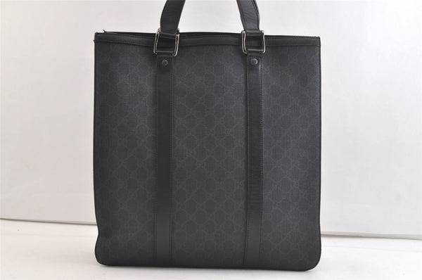 Authentic GUCCI Vintage Tote Hand Bag GG PVC Leather 322072 Black 3674K