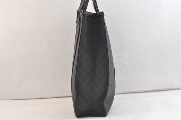 Authentic GUCCI Vintage Tote Hand Bag GG PVC Leather 322072 Black 3674K