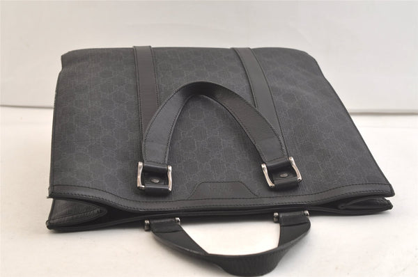 Authentic GUCCI Vintage Tote Hand Bag GG PVC Leather 322072 Black 3674K