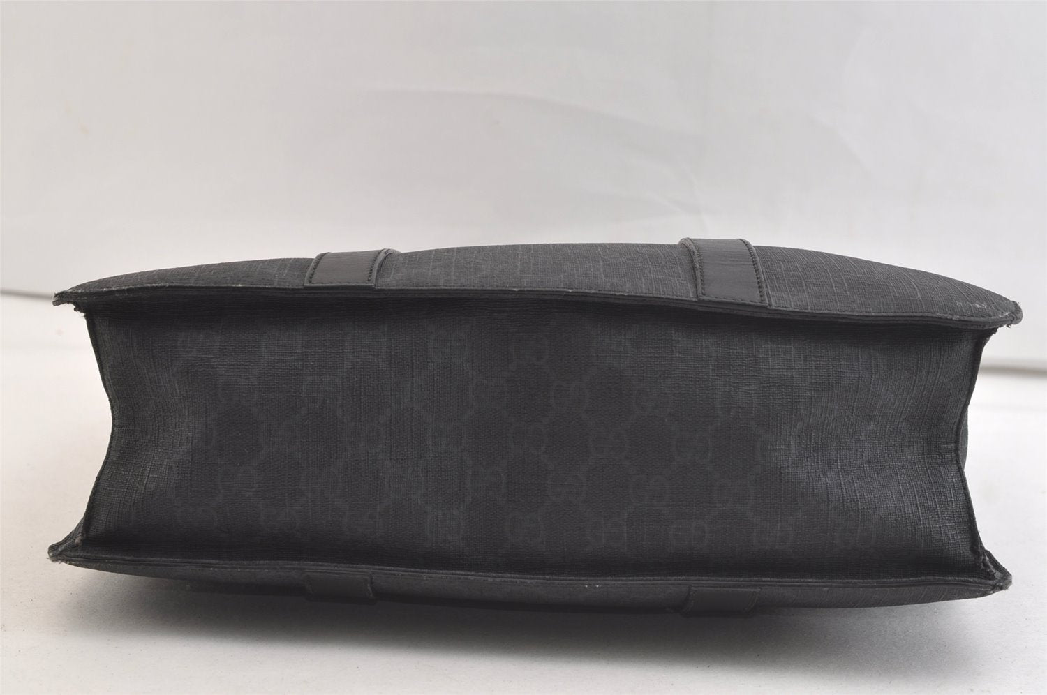 Authentic GUCCI Vintage Tote Hand Bag GG PVC Leather 322072 Black 3674K