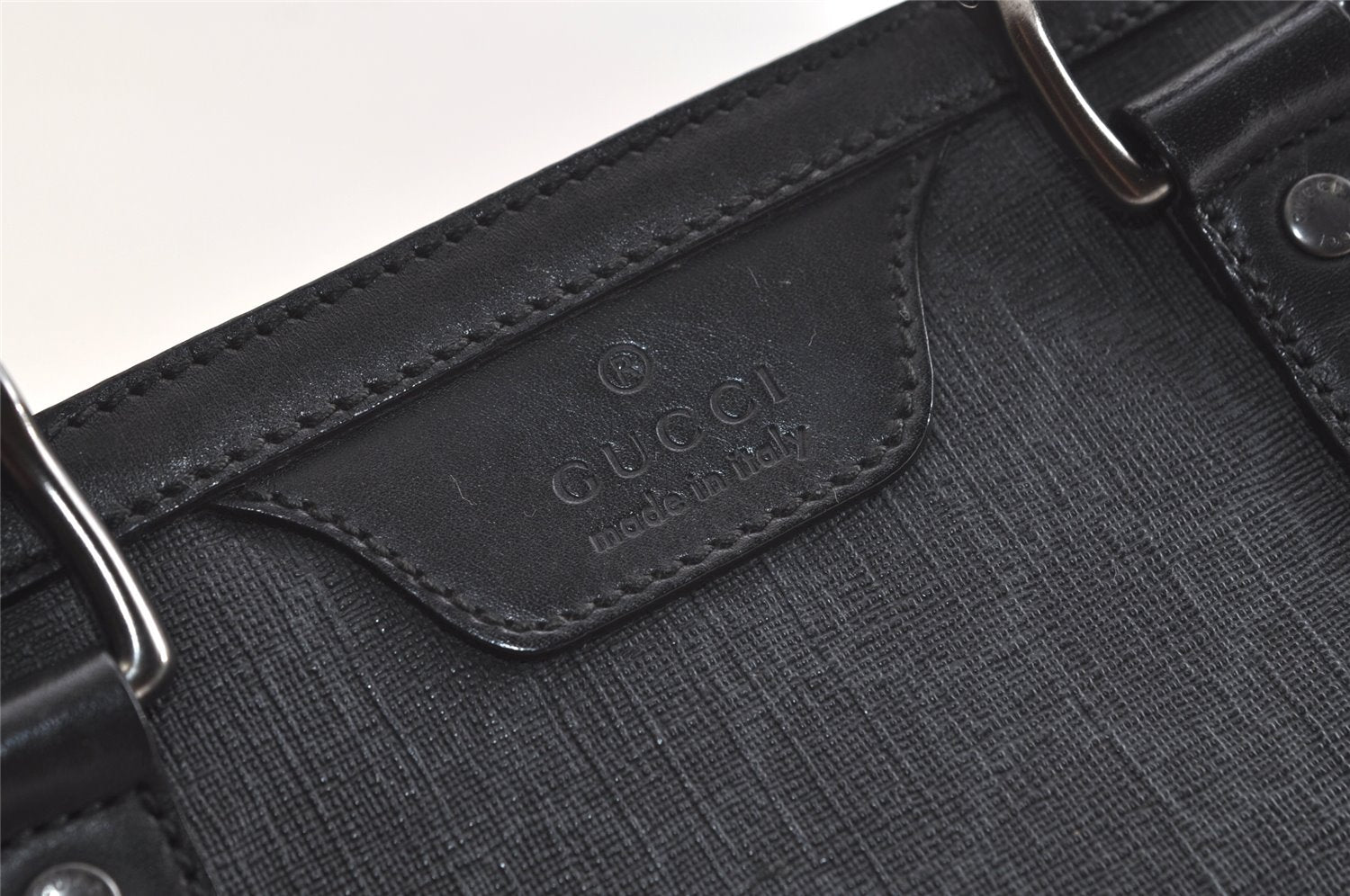 Authentic GUCCI Vintage Tote Hand Bag GG PVC Leather 322072 Black 3674K