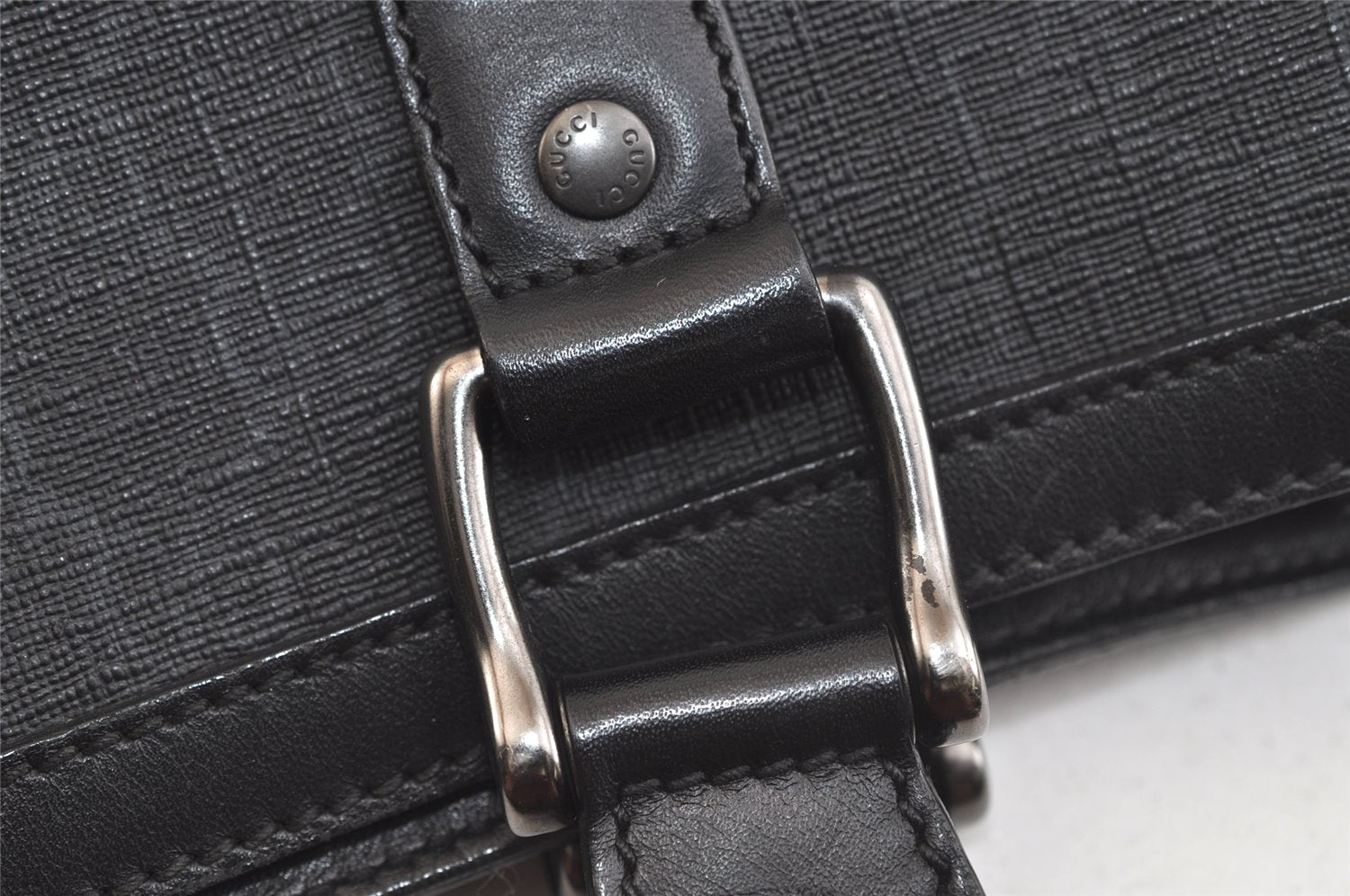 Authentic GUCCI Vintage Tote Hand Bag GG PVC Leather 322072 Black 3674K