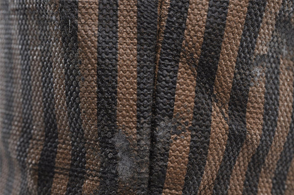 Authentic FENDI Pequin Drawstring Shoulder Bag PVC Leather Brown Junk 3682I