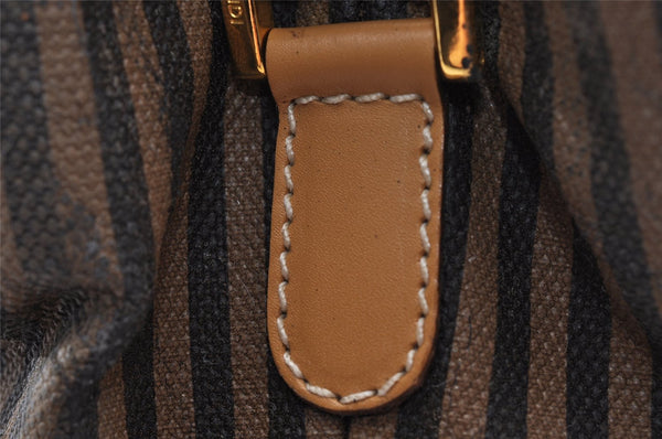 Authentic FENDI Pequin Drawstring Shoulder Bag PVC Leather Brown Junk 3682I