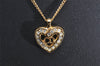 Authentic Christian Dior Heart Gold Tone Chain Necklace Earrings 2Set Box 3682J