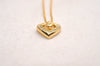 Authentic Christian Dior Heart Gold Tone Chain Necklace Earrings 2Set Box 3682J