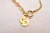 Authentic Christian Dior Heart Gold Tone Chain Necklace Earrings 2Set Box 3682J