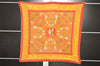 Authentic HERMES Pleats Scarf "EARLY AMERICA" Silk Brown Orange Box 3682K