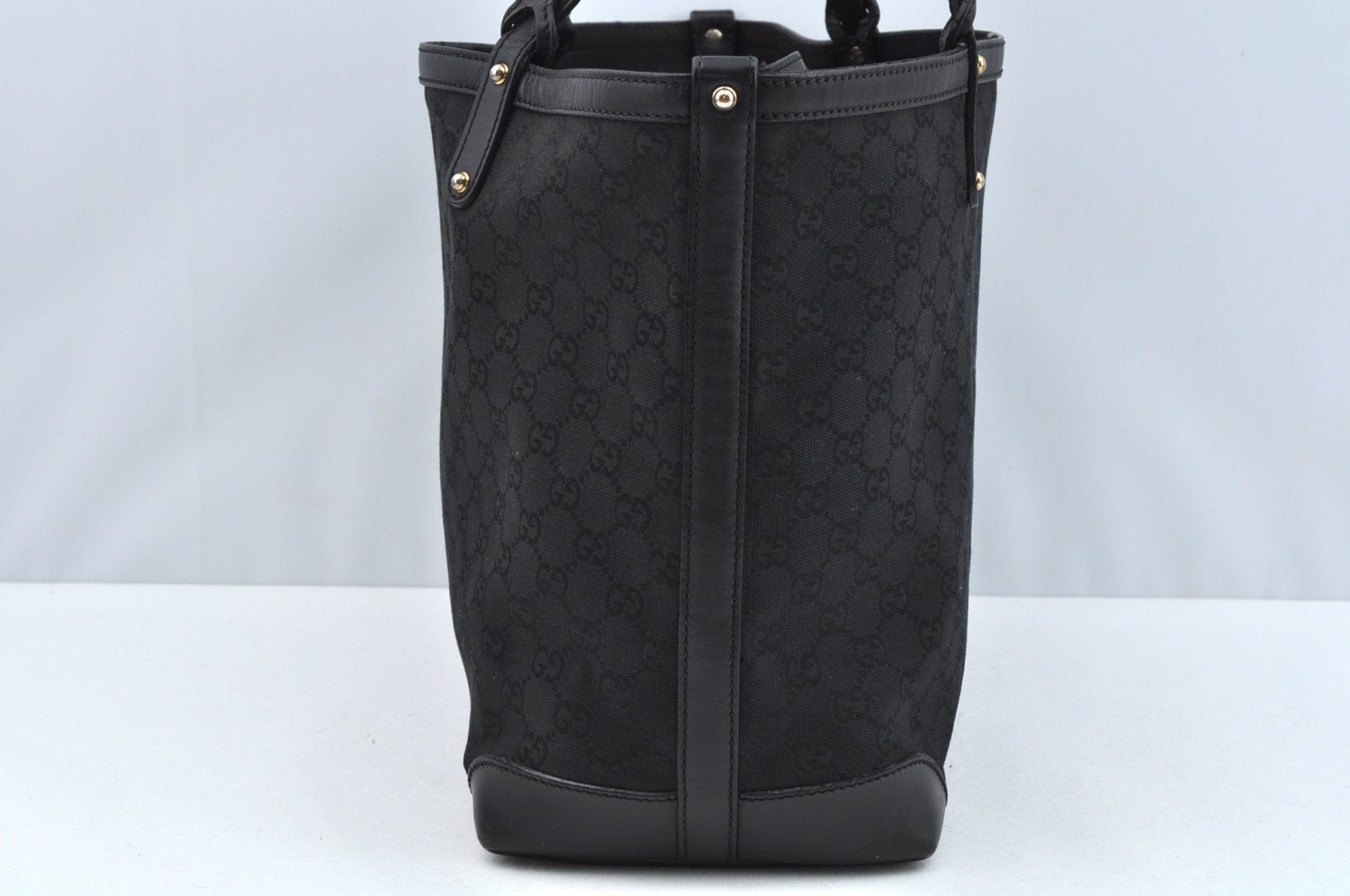 Authentic GUCCI Craft Shoulder Tote Bag GG Canvas Leather 247209 Black 3683J