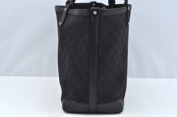 Authentic GUCCI Craft Shoulder Tote Bag GG Canvas Leather 247209 Black 3683J