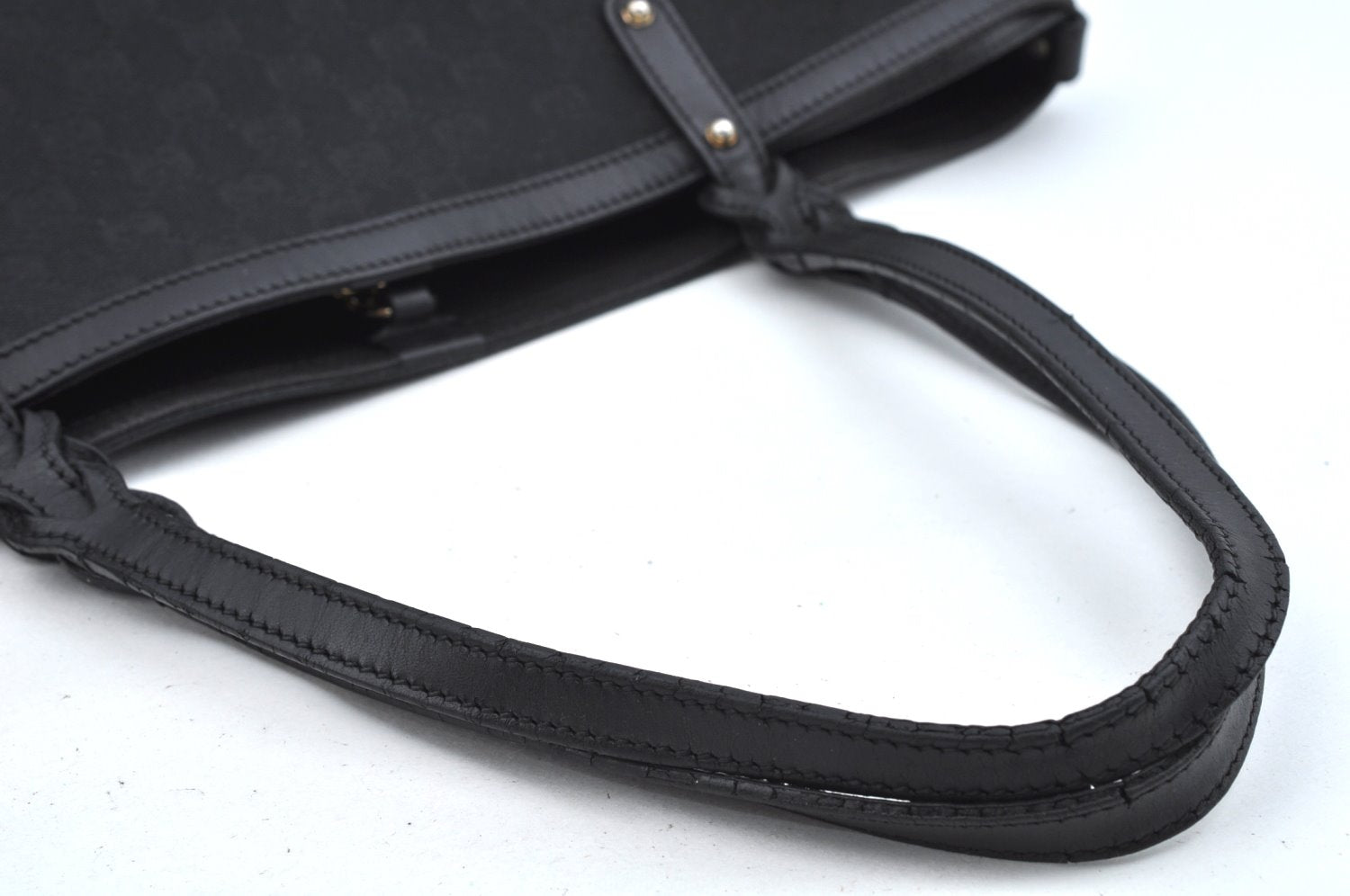 Authentic GUCCI Craft Shoulder Tote Bag GG Canvas Leather 247209 Black 3683J