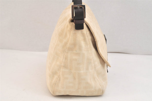 Authentic FENDI Zucca Mamma Baguette Shoulder Bag Canvas Leather Beige 3685K