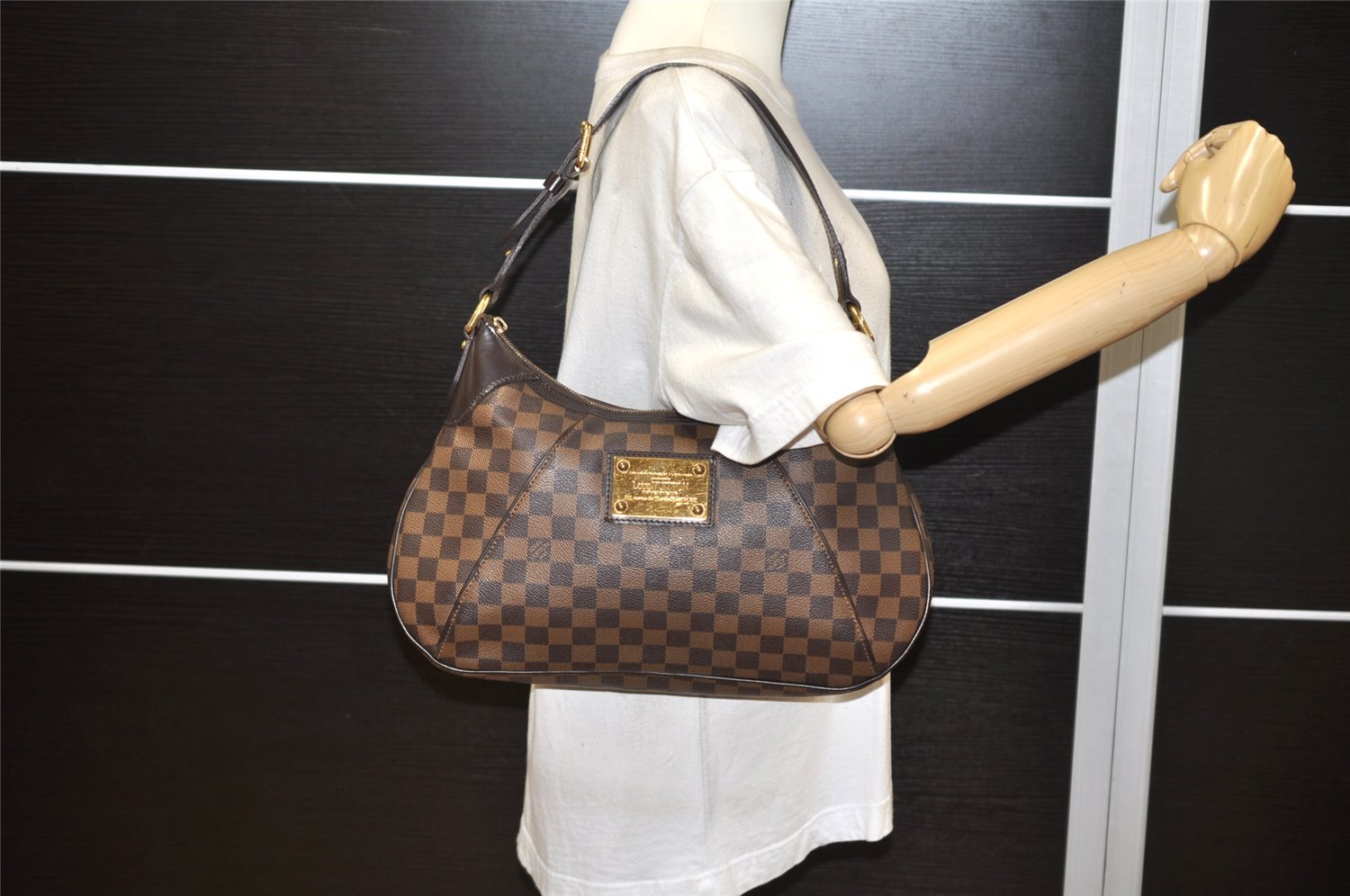 Authentic Louis Vuitton Damier Thames GM Shoulder Hand Bag N48181 LV Junk 3686K