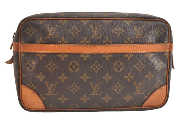 Authentic Louis Vuitton Monogram Compiegne 28 Clutch Hand Bag M51845 LV 3687K