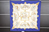 Authentic HERMES Carre 90 Scarf "LES CHEVAUX DES MOGHOLS" Silk Blue 3689I