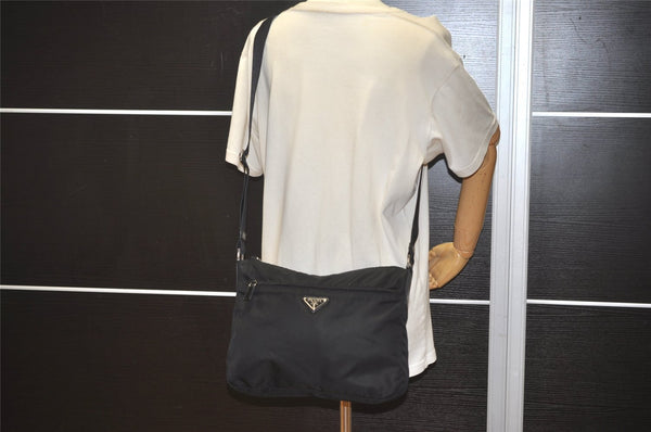 Authentic PRADA Nylon Tessuto Leather Shoulder Cross Body Bag Purse Black 3690J