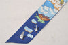 Authentic HERMES Twilly Scarf "Sur Mon Nuage" Silk Blue 3691I