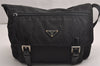 Authentic PRADA Nylon Tessuto Leather Shoulder Cross Body Bag Black 3691J