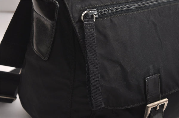 Authentic PRADA Nylon Tessuto Leather Shoulder Cross Body Bag Black 3691J