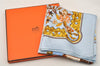 Authentic HERMES Carre 90 Scarf "Copeaux" Silk Light Blue Box 3692I