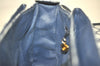 Authentic GUCCI Sherry Line Shoulder Cross Bag GG PVC Leather Navy Blue 3694I