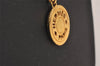 Authentic HERMES Sellier Medallion Gold Tone Pendant Necklace 3694J