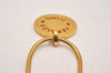 Authentic HERMES Sellier Medallion Gold Tone Pendant Necklace 3694J