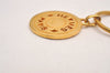 Authentic HERMES Sellier Medallion Gold Tone Pendant Necklace 3694J