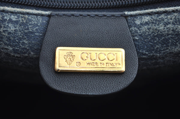 Authentic GUCCI Micro GG PVC Leather Shoulder Cross Body Bag Navy Blue 3696I