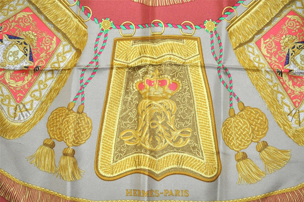 Authentic HERMES Carre 90 Scarf "Poste et Cavalerie" Silk Brown 3696J