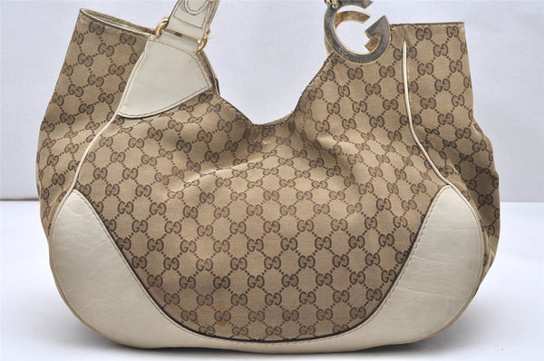 Authentic GUCCI Charlotte Shoulder Tote Bag GG Canvas Leather 203504 Brown 3697K