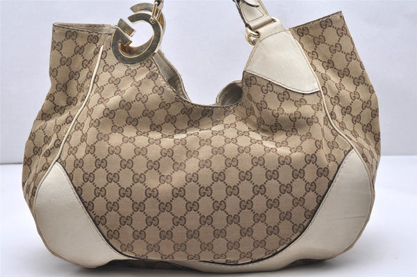 Authentic GUCCI Charlotte Shoulder Tote Bag GG Canvas Leather 203504 Brown 3697K