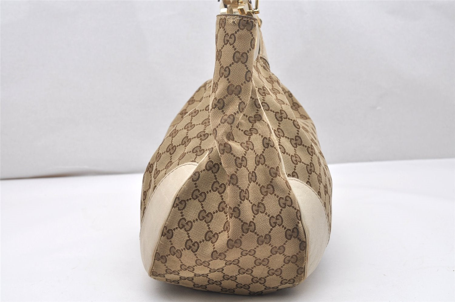 Authentic GUCCI Charlotte Shoulder Tote Bag GG Canvas Leather 203504 Brown 3697K