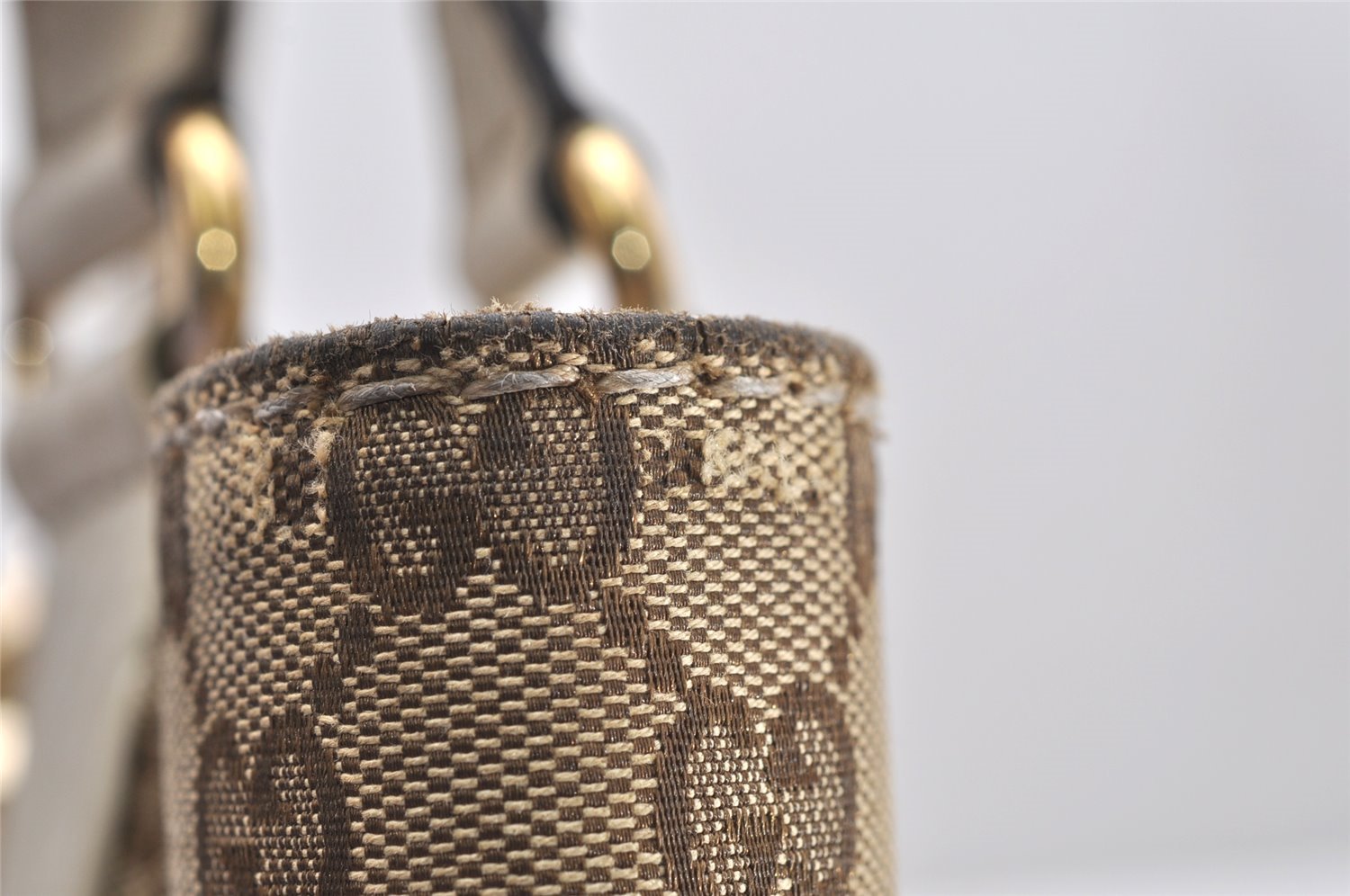 Authentic GUCCI Charlotte Shoulder Tote Bag GG Canvas Leather 203504 Brown 3697K