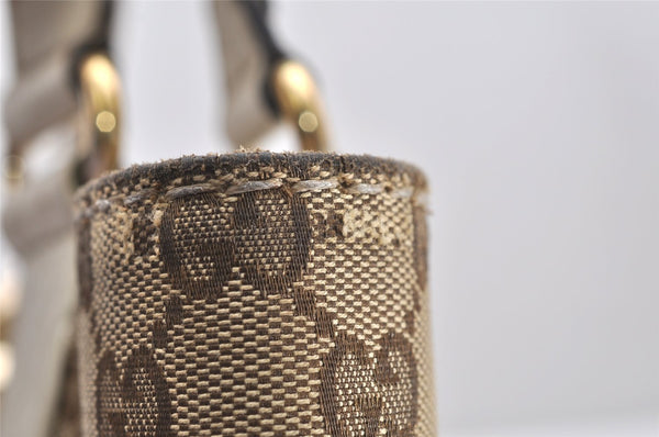 Authentic GUCCI Charlotte Shoulder Tote Bag GG Canvas Leather 203504 Brown 3697K