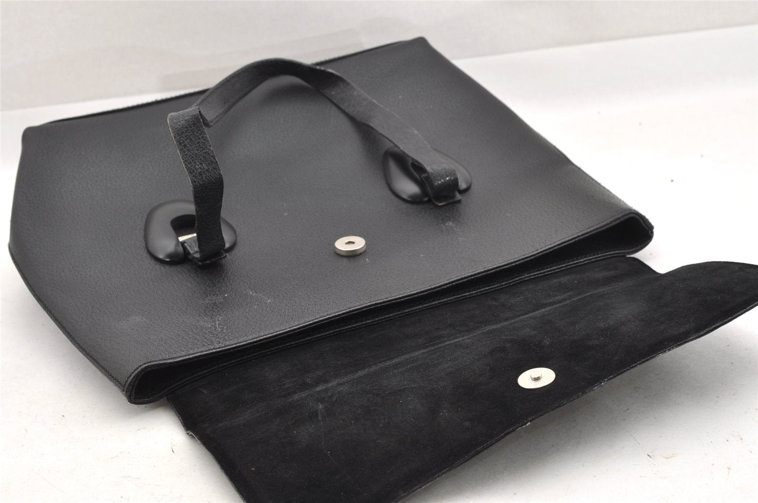 Authentic GUCCI Vintage Shoulder Tote Bag Purse Leather Black 3698I