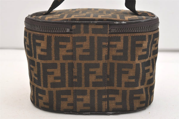 Authentic FENDI Zucca Vanity Bag Pouch Purse Canvas Leather Brown Junk 3698J