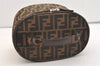 Authentic FENDI Zucca Vanity Bag Pouch Purse Canvas Leather Brown Junk 3698J