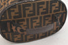 Authentic FENDI Zucca Vanity Bag Pouch Purse Canvas Leather Brown Junk 3698J