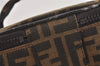 Authentic FENDI Zucca Vanity Bag Pouch Purse Canvas Leather Brown Junk 3698J