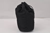 Auth PRADA Nylon Tessuto Saffiano Leather Drawstring Pouch Purse Black 3698K