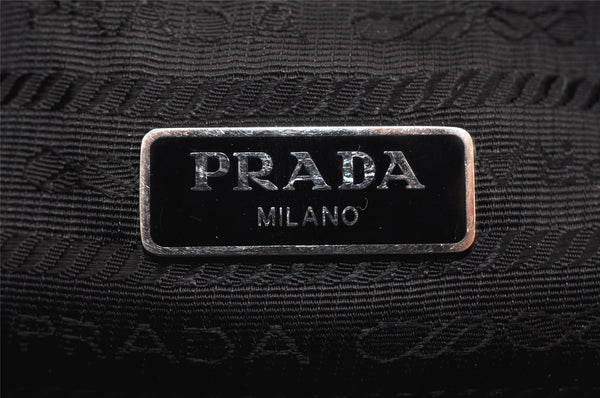 Auth PRADA Nylon Tessuto Saffiano Leather Drawstring Pouch Purse Black 3698K