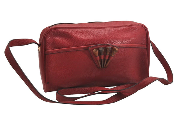 Authentic HERMES Golf Tees Leather Shoulder Cross Body Bag Purse Red 3699J